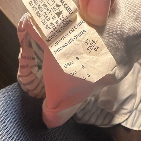 EUC COCOSHIP Grey and White Striped Top w/ Front-Tie Closure ๐ - Picture 3 of 7